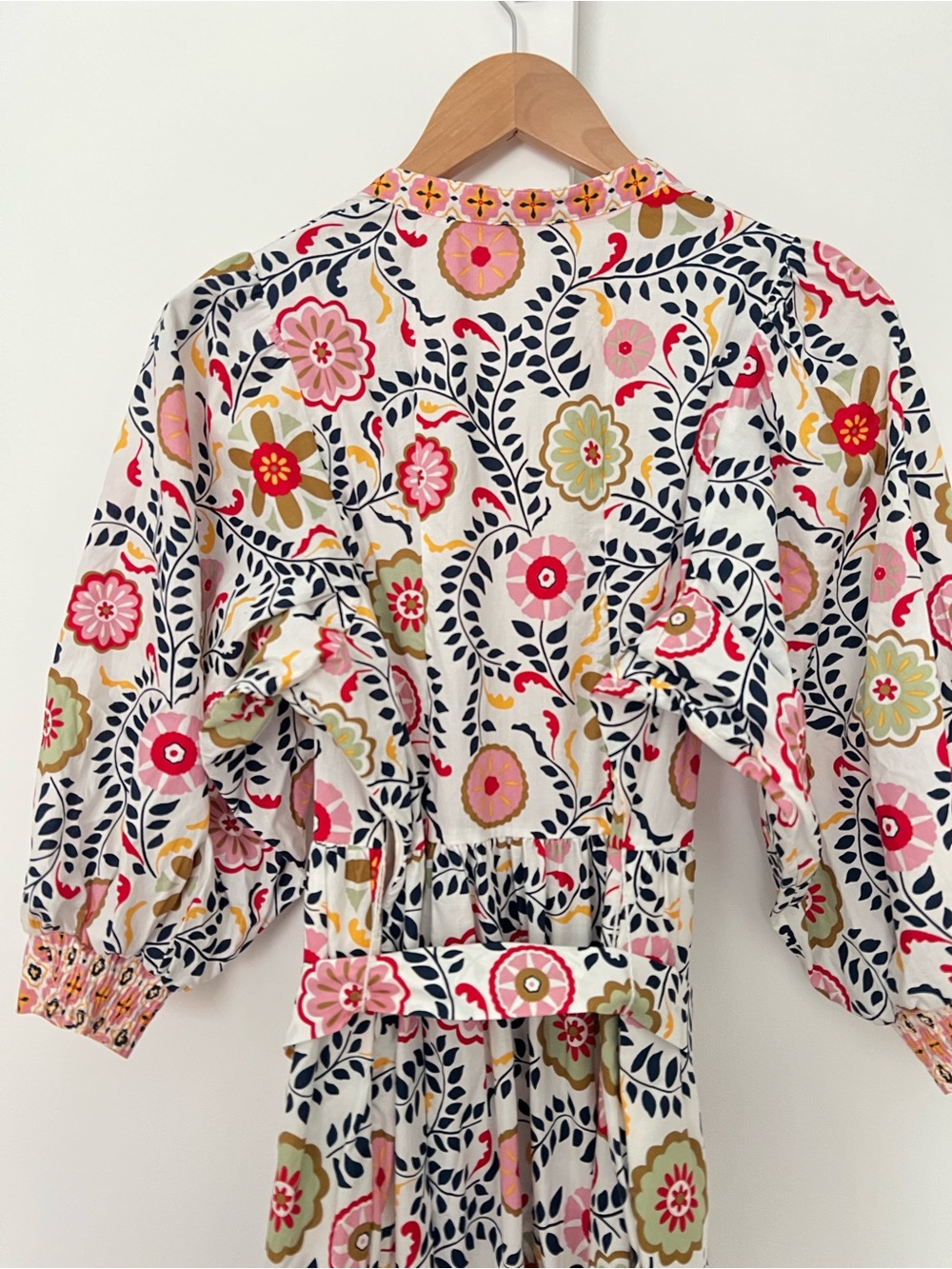 Boden Ava Tiered Maxi Dress Belted White Floral Print Puff Sleeve US 6P $210 - Picture 11 of 13